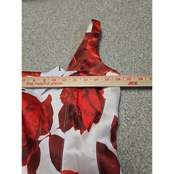 Karen Millen Womens Red Rose Floral‎ Twill Prom Dress Sz 4 Holiday Party NWT - Picture 7 of 9